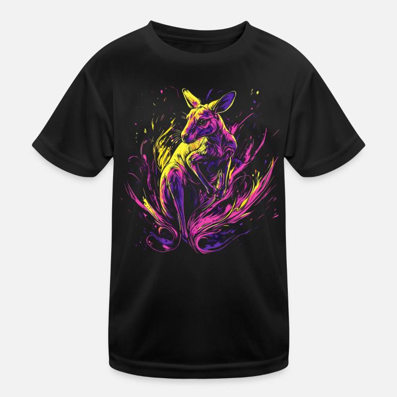 Känguru Tier Australien Down Under Neon Bunt Kunst Kinder Funktions-T-Shirt