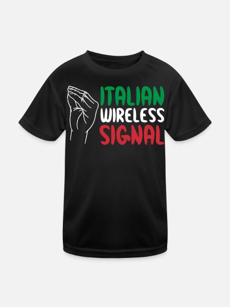 Italian Wireless Signal Italien Italiener WLAN - Kinder Funktions-T-Shirt - Schwarz - Vorne