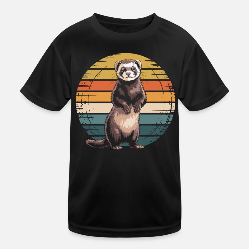 Retro pattern ferret in sunset Kids Functional T-Shirt