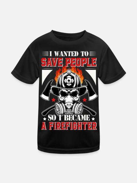 Feuerwehr - Kinder Funktions-T-Shirt - Schwarz - Vorne