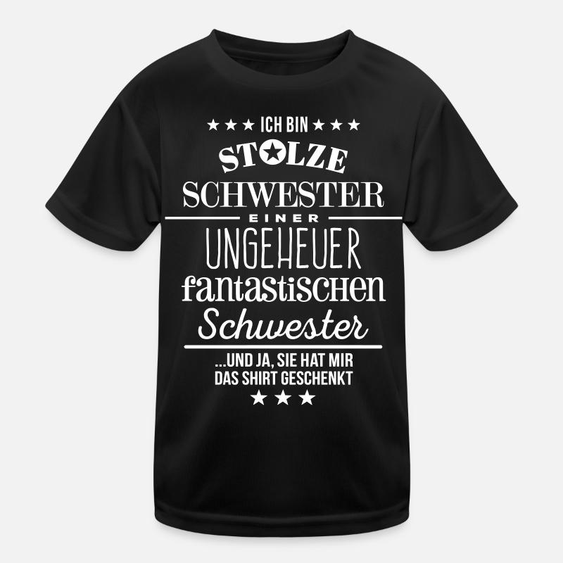 Stolze Schwester Weihnachtsgeschenk Geburtstag Bro - Kinder Funktions-T-Shirt - Schwarz