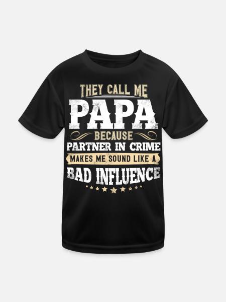 Papa - Kinder Funktions-T-Shirt - Schwarz - Vorne