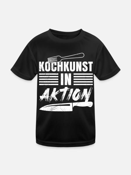 Küchenprofi KOCHKUNST IN AKTION Lustiges - Kinder Funktions-T-Shirt - Schwarz - Vorne