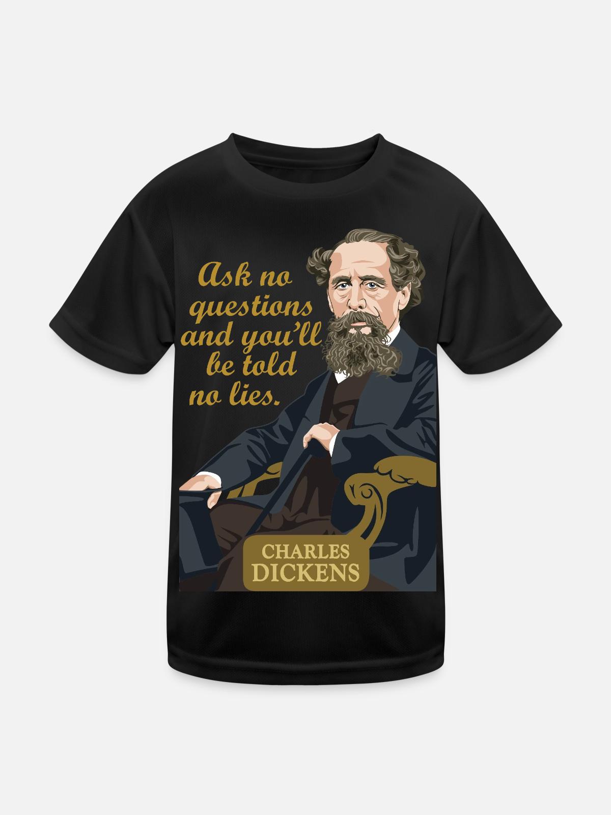 Charles Dickens - Kinder Funktions-T-Shirt - Schwarz - Vorne