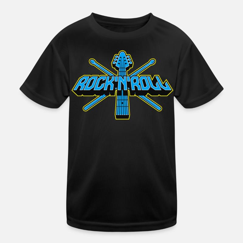 Logo 3D de guitare et baguettes Rock’n’Roll T-shirt sport Enfant