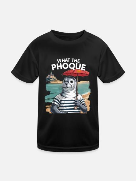 Was der Phoque Normandy Regional Humor Pride - Kinder Funktions-T-Shirt - Schwarz - Vorne