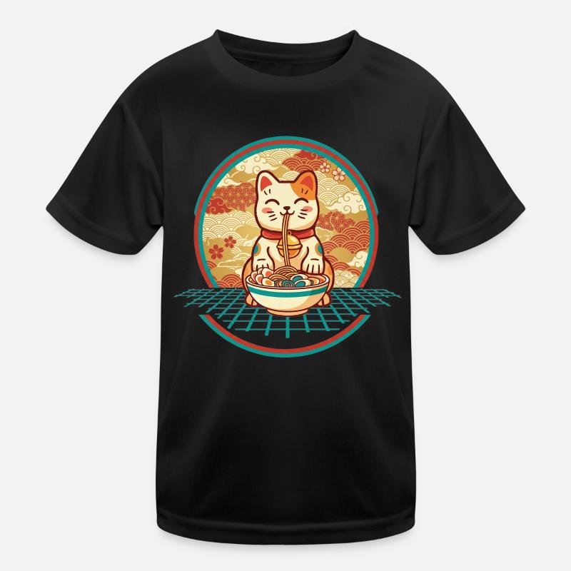 Maneki Neko Ramen Lucky Charm Chat T-shirt sport Enfant