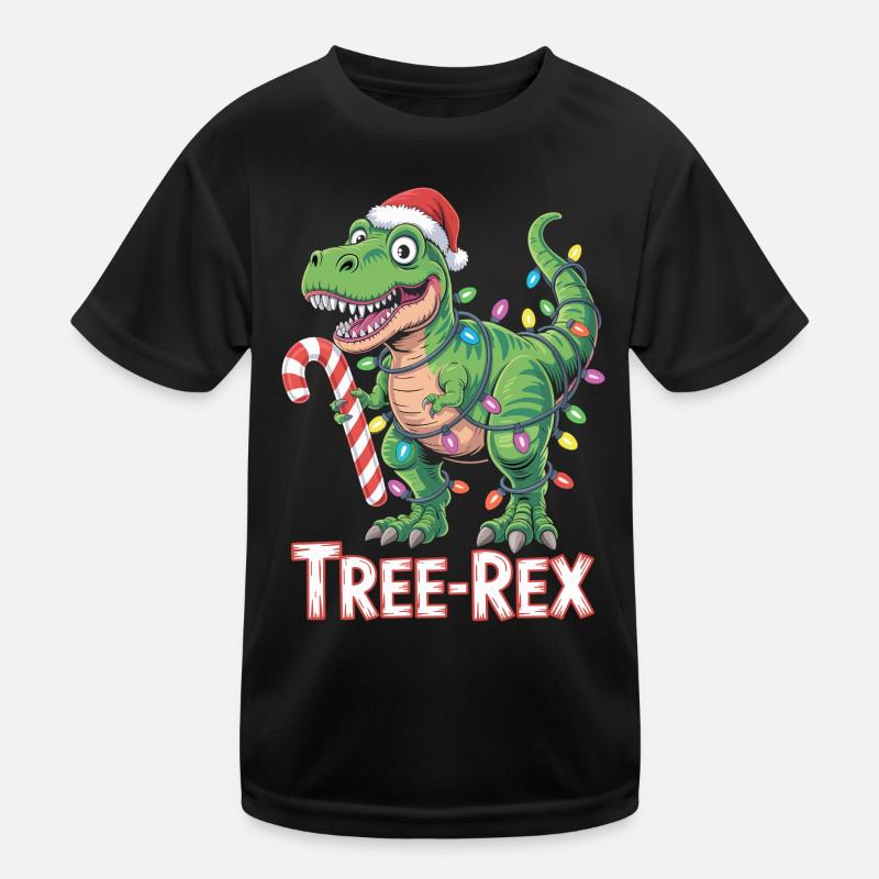 Tree-Rex – T-Rex avec canne en sucre d’orge et lumières T-shirt sport Enfant