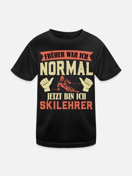 Skiing I USED TO BE NORMAL NOW I AM - Kids Functional T-Shirt - black