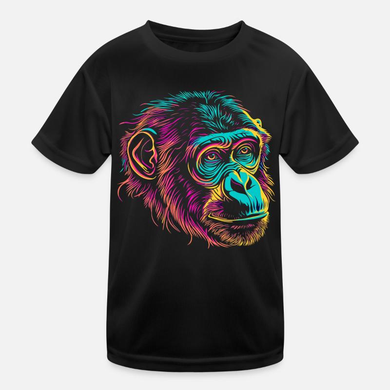 Colorful monkey head in pop art line style Kids Functional T-Shirt