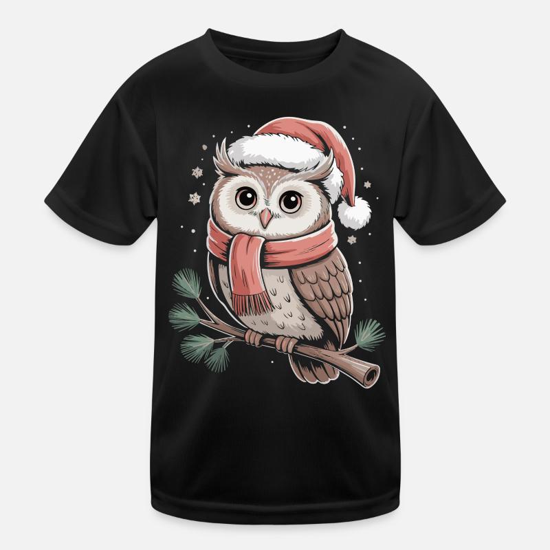 Weihnachts Eulenzauber Schal Kinder Funktions-T-Shirt
