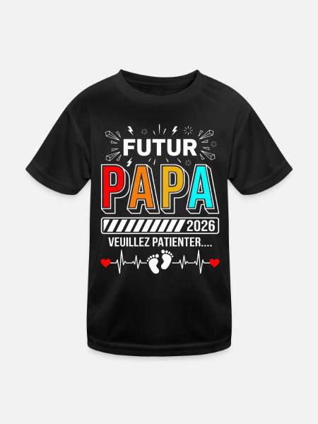 Future Dad 2026 Announcement Baby Soon Dad 2026 - Kids Functional T-Shirt - black - Front