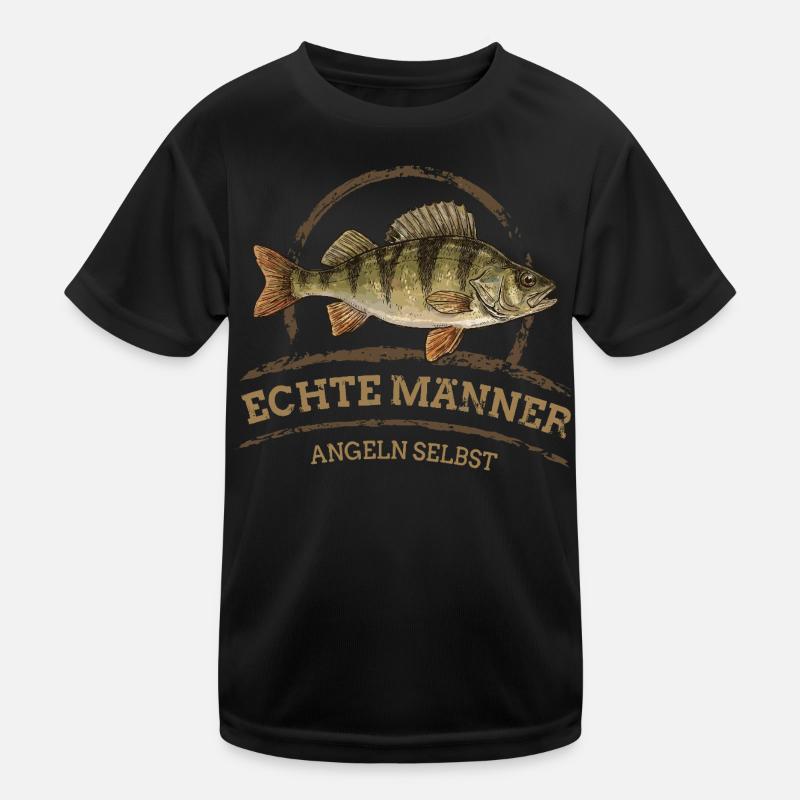 Echte Männer – Angeln Selbst -Barsch Kinder Funktions-T-Shirt