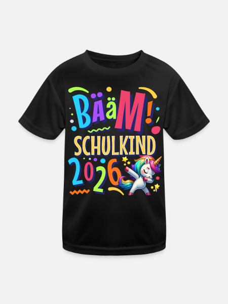 Bääm Schulkind 2026 - Kinder Funktions-T-Shirt - Schwarz