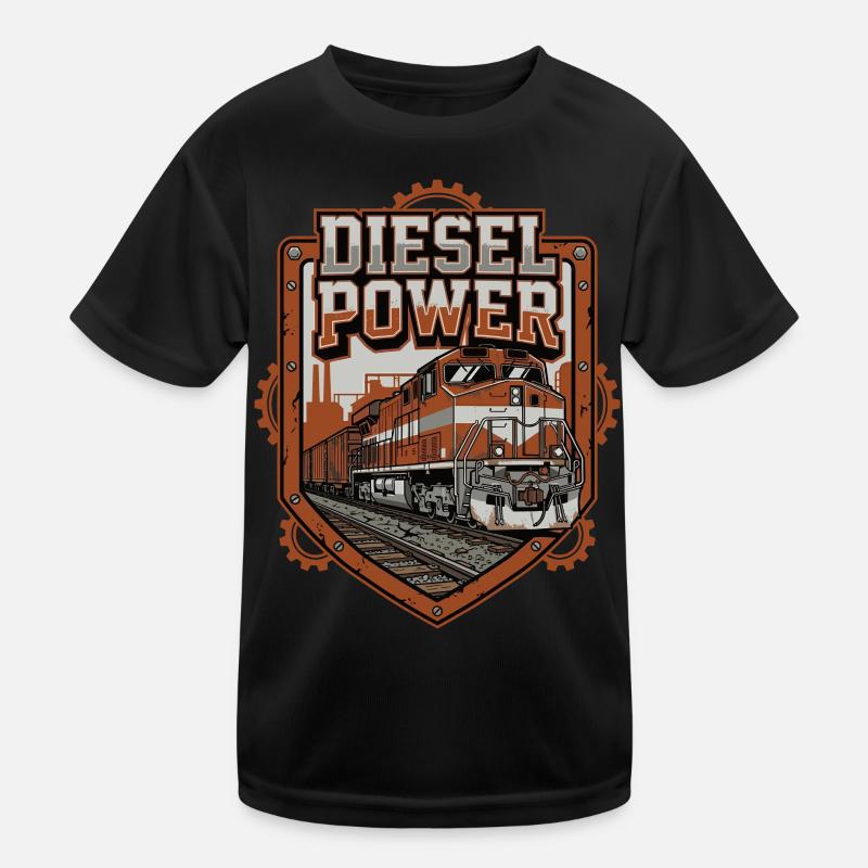 Freight Train Industrial Locomotive Kids Functional T-Shirt