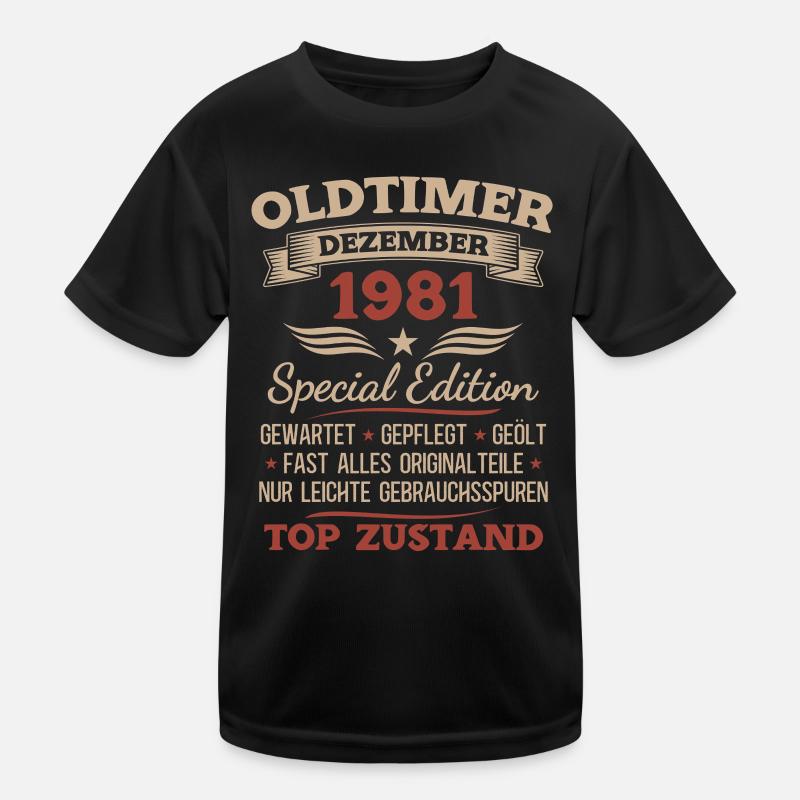 44. Geburtstag Geschenk Oldtimer Dezember 1981 Kinder Funktions-T-Shirt