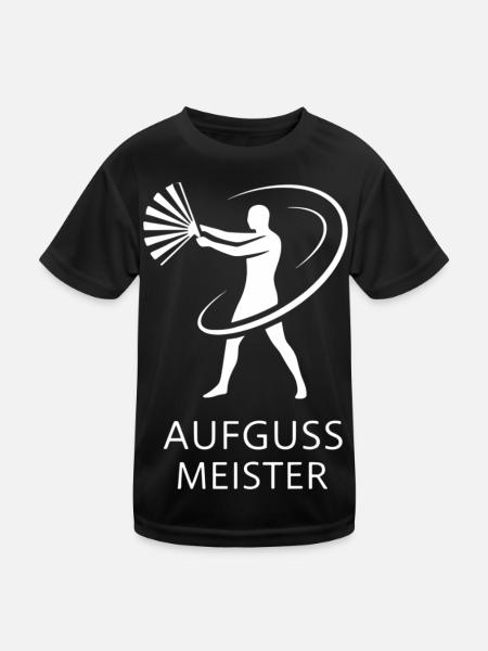 Sauna Aufguss Meister Fächer Piktogramm Minimalist - Kinder Funktions-T-Shirt - Schwarz - Vorne