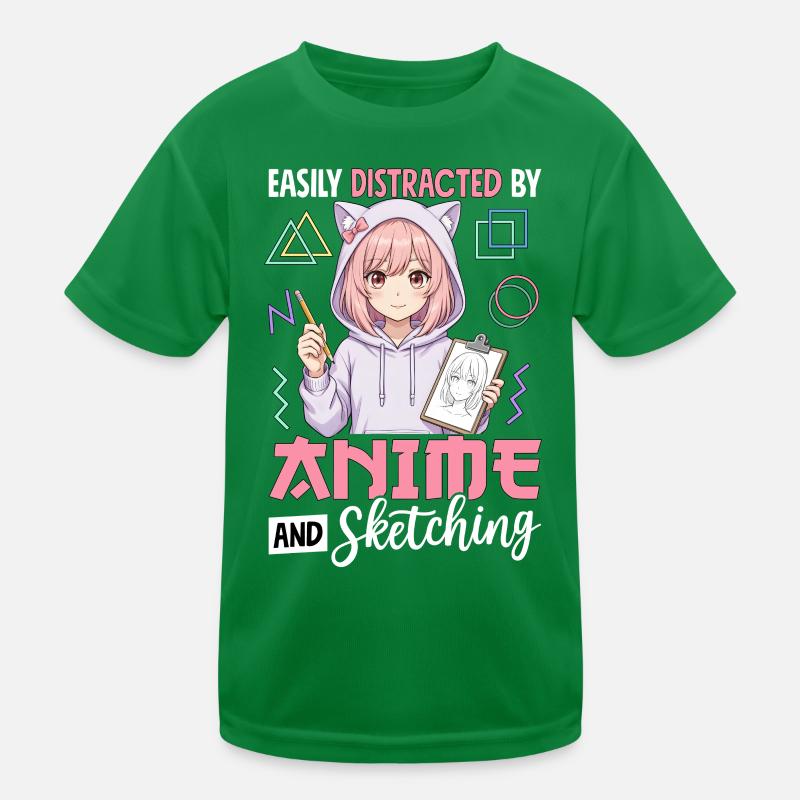Easily Distracted By Anime And Sketching Kids Functional T-Shirt