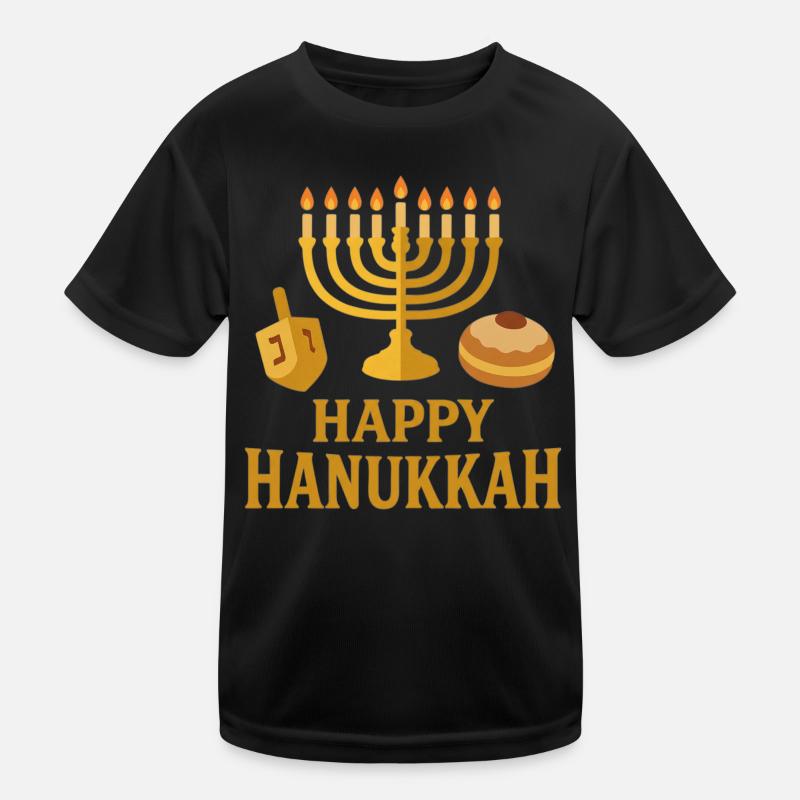 Menorah d’or : Joyeux Hanoukka T-shirt sport Enfant