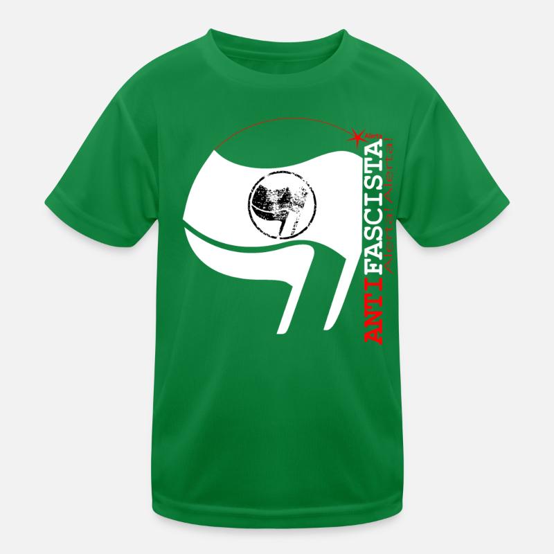 Lettrage vertical et drapeau Antifascista (blanc) T-shirt sport Enfant