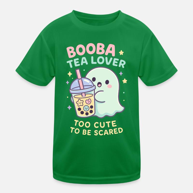 Bubble Tea Ghost, Cute Boba Lover Kids Functional T-Shirt