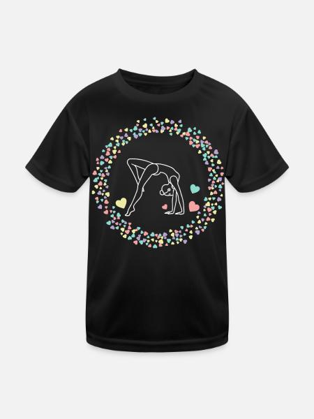Turnen Gymnastik Turnerin Akrobatik Geschenk - Kinder Funktions-T-Shirt - Schwarz