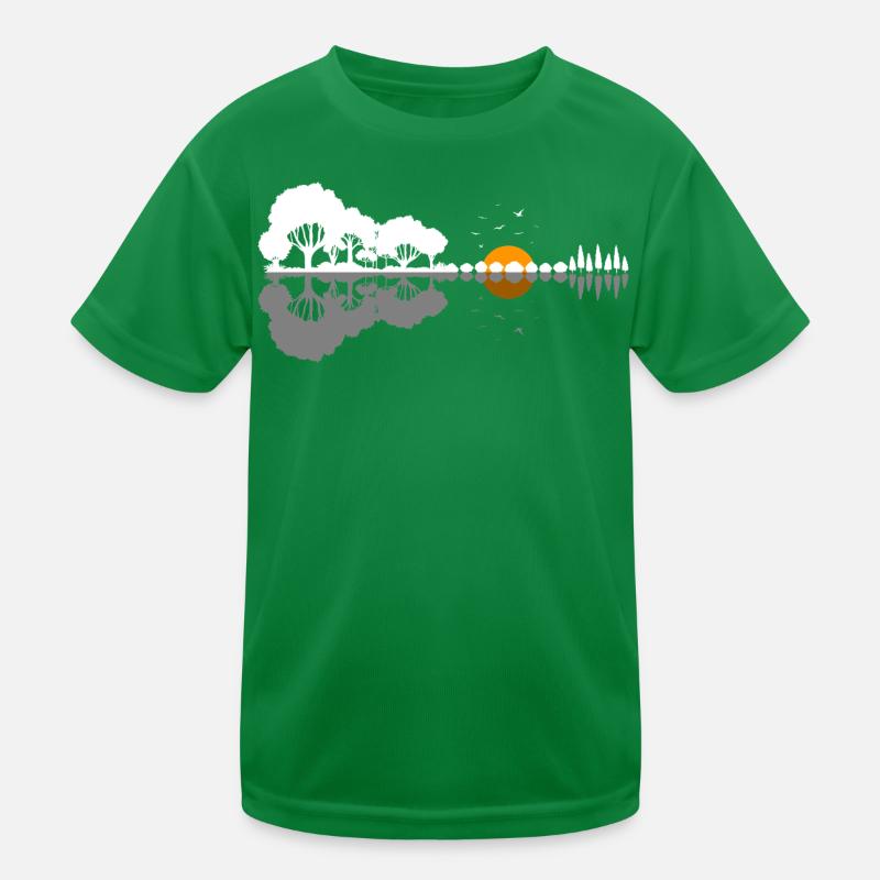 Guitar Nature Forest Trees Reflection Music Gift Kids Functional T-Shirt