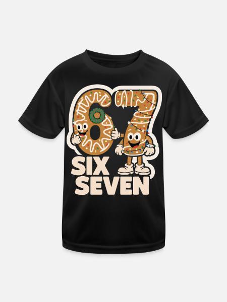 67 Six Seven 6-7 Lebkuchen Weihnachten Lustig - Kinder Funktions-T-Shirt - Schwarz