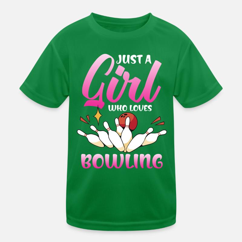 Mädchen liebt Bowling im Pink Gradient Kinder Funktions-T-Shirt