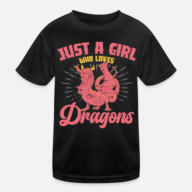 Nur ein Mädchen liebt Drachen Kinder Funktions-T-Shirt