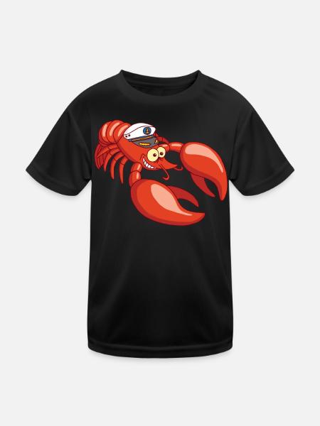 Captain Lobster - Kinder Funktions-T-Shirt - Schwarz - Vorne