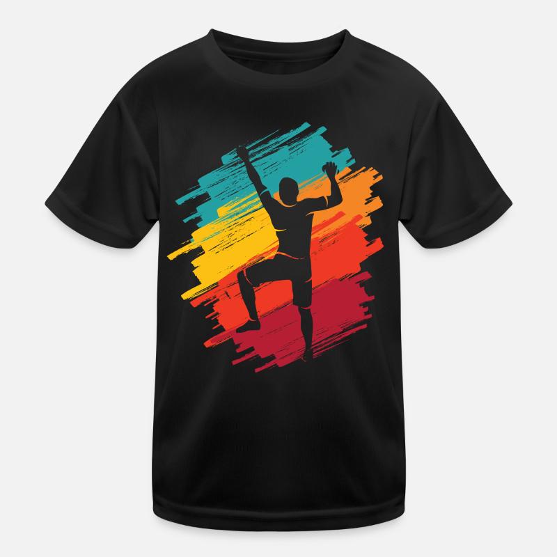 Klettern Berge Retro Kletterer Bouldern Kinder Funktions-T-Shirt