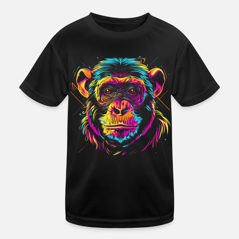 Neon Affenkopf im Pop-Art Stil Kinder Funktions-T-Shirt