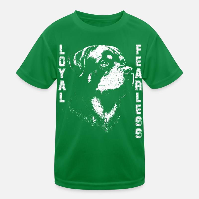 Rottweiler Loyal Black and White Kids Functional T-Shirt