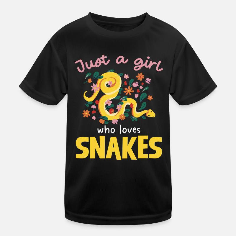 Nur ein Mädchen liebt Schlangen Kinder Funktions-T-Shirt