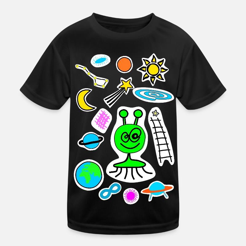 Space doodle - Kids Functional T-Shirt - black