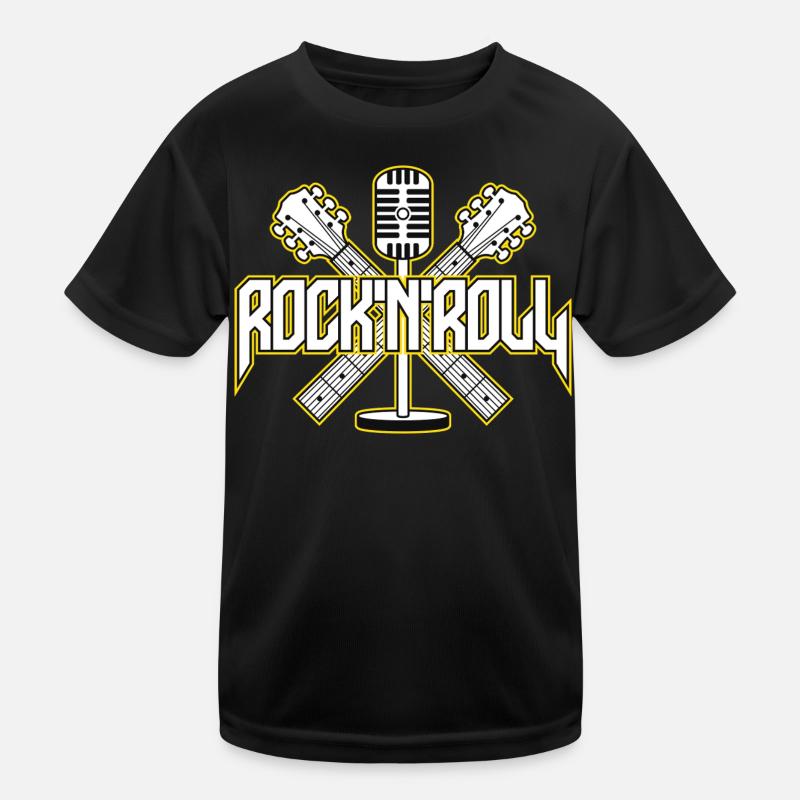 RocknRoll Crest with Guitars and Mic Kids Functional T-Shirt