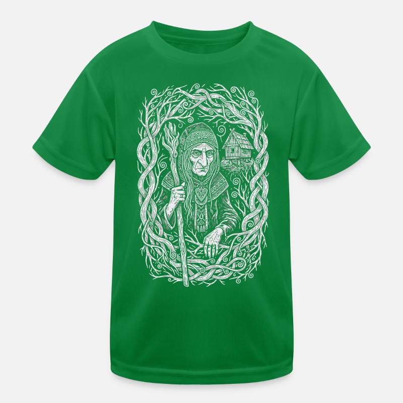 Baba Yaga Slavic Forest Witch Folk Art Kids Functional T-Shirt