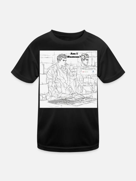 Mensch oder Roboter - Kinder Funktions-T-Shirt - Schwarz - Vorne
