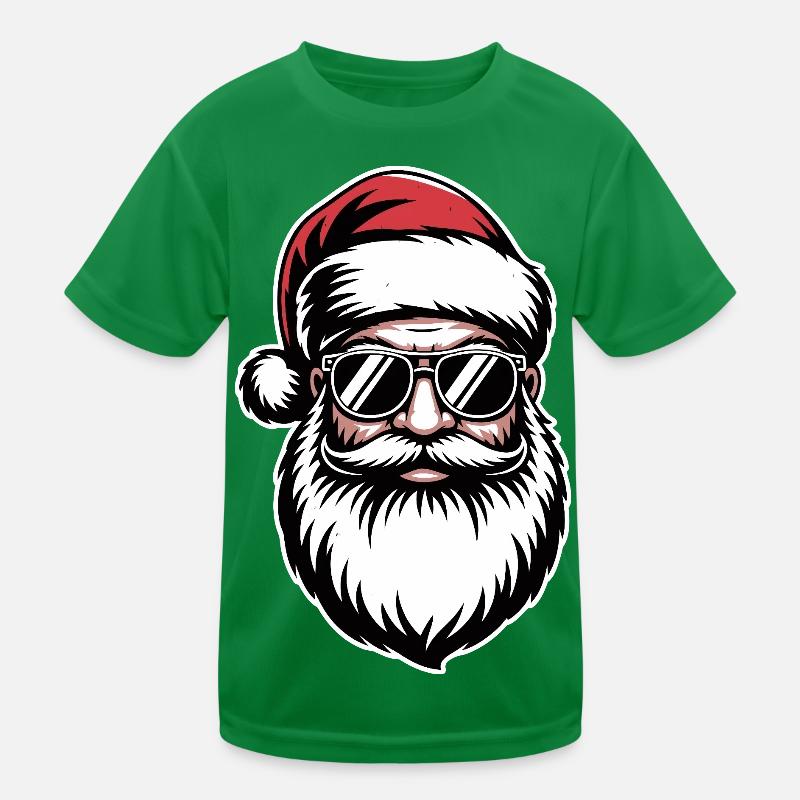 Cooler Weihnachtsmann mit Sonnenbrille Kinder Funktions-T-Shirt