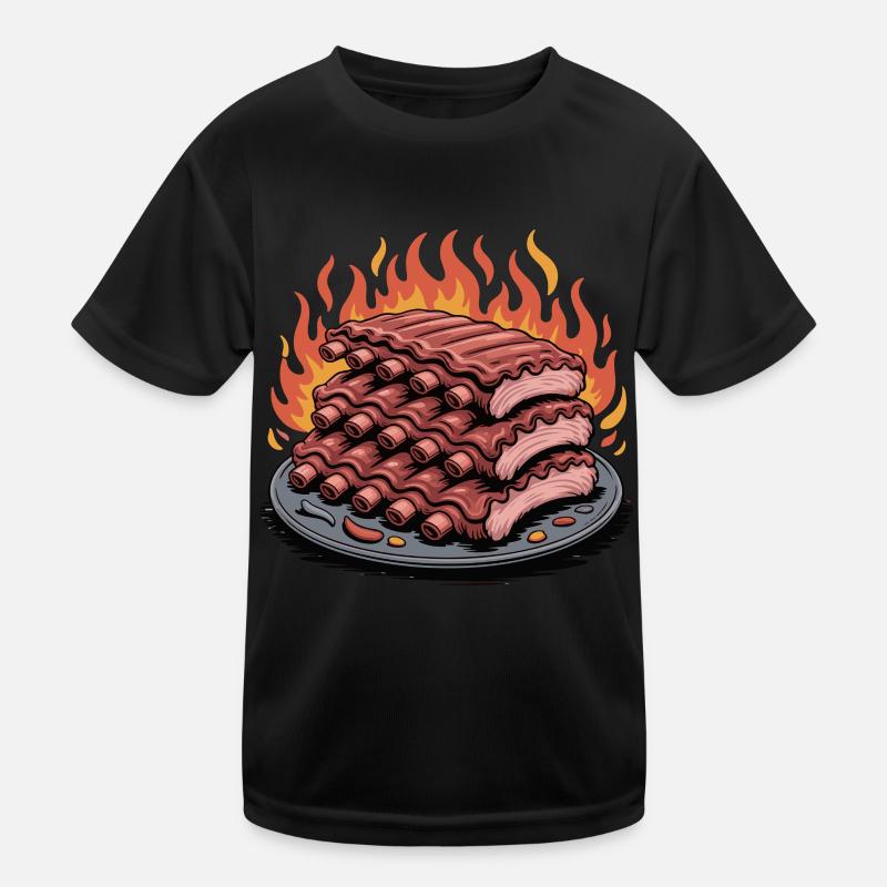 Feuergegrillte Rippchen Platte Kinder Funktions-T-Shirt