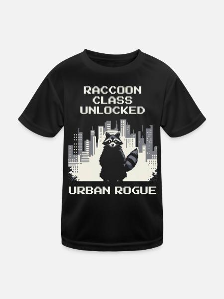 Raccoon Class Unlocked | Urban Rogue - Kids Functional T-Shirt - black - Front