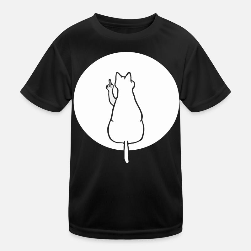 Katze Katzen Cat Kätzchen Mieze Mittelfinger Kinder Funktions-T-Shirt