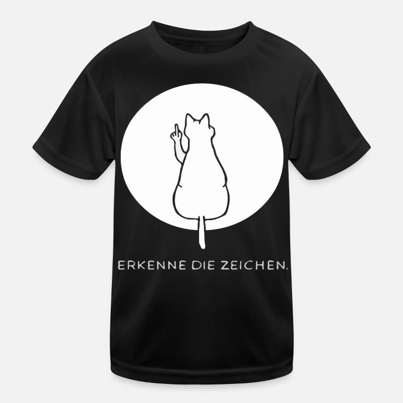 Katze Katzen Cat Kätzchen Mieze Mittelfinger Kinder Funktions-T-Shirt