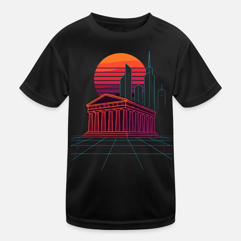 Neon Skyline trifft antike Säulen - Athen Kinder Funktions-T-Shirt
