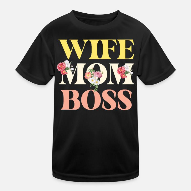 Ehefrau Mom Chefin Leiterin Florale Statement Kinder Funktions-T-Shirt