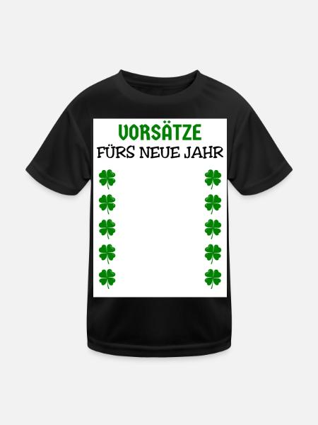 New Year's Resolutions New Year's Eve New Year Shamrocks - Kids Functional T-Shirt - black - Front