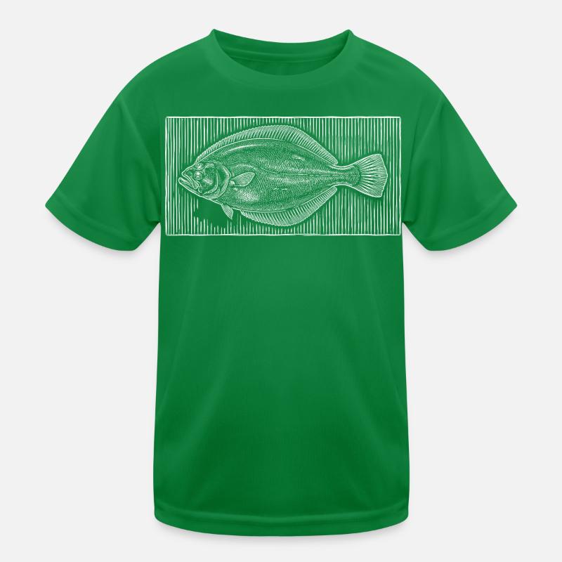 Gravure sur bois ancienne représentant un poisson plat – Pêcheur côtier T-shirt sport Enfant