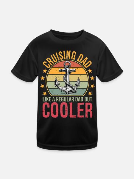 Papa en croisière comme un papa ordinaire mais plus frais - T-shirt sport Enfant - noir - Devant