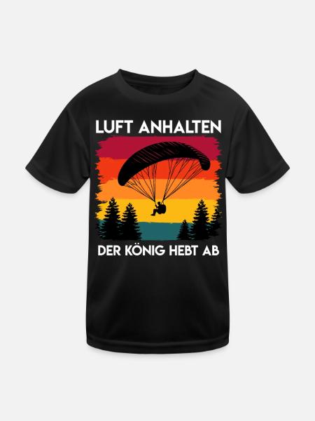 Paragliding HOLD YOUR BREATH THE KING TAKES OFF - Kids Functional T-Shirt - black - Front